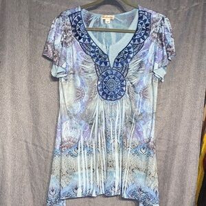 Elegant Blue and White Women's Tunic